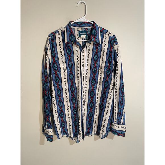 Wrangler Western Shirt Men’s Size XL Aztec Pearl Snap - Picture 1 of 7